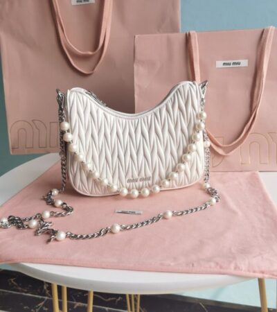 Replica Miu Miu Matelassé Pearl White - high-end fake designer purse