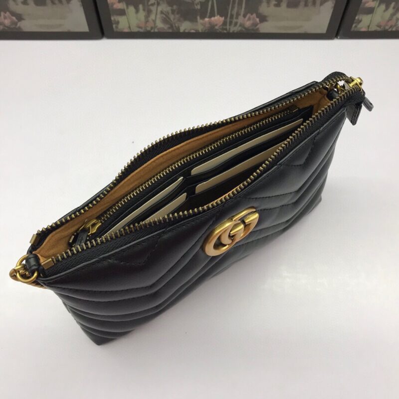 Replica Gucci Marmont Matelasse Wallet On Chain Black - authentic-look luxury purse replica