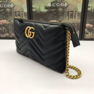 Replica Gucci Marmont Matelasse Wallet On Chain Black - premium 1:1 fake handbag model