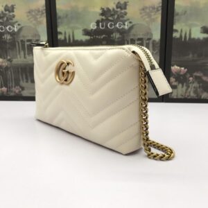 Replica Gucci Marmont Matelasse Wallet On Chain White - premium 1:1 fake handbag model