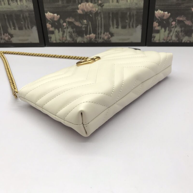 Replica Gucci Marmont Matelasse Wallet On Chain White - premium 1:1 fake handbag model