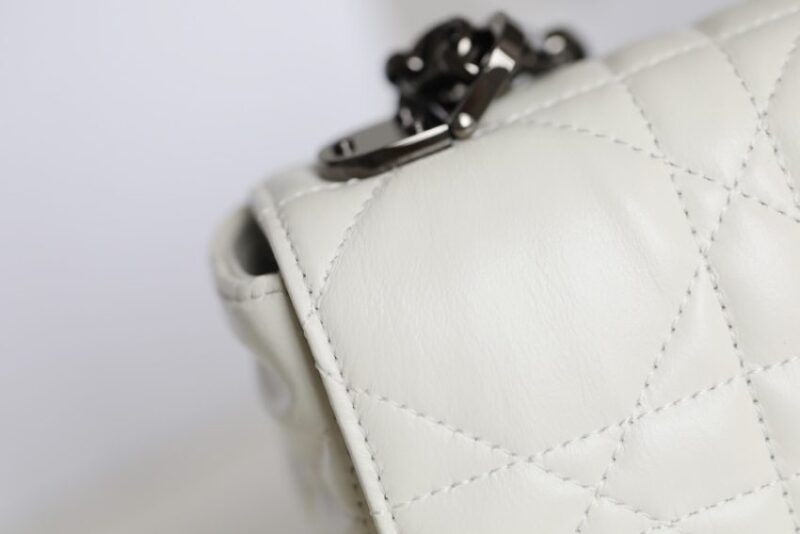Replica Dior Caro Bag White Gunmetal - premium 1:1 fake handbag model