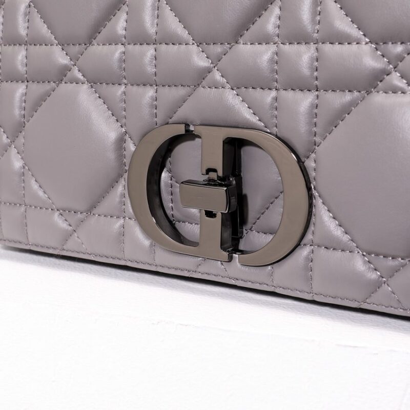 Replica Dior Caro Bag Diamond Grey - best quality luxury bag dupe