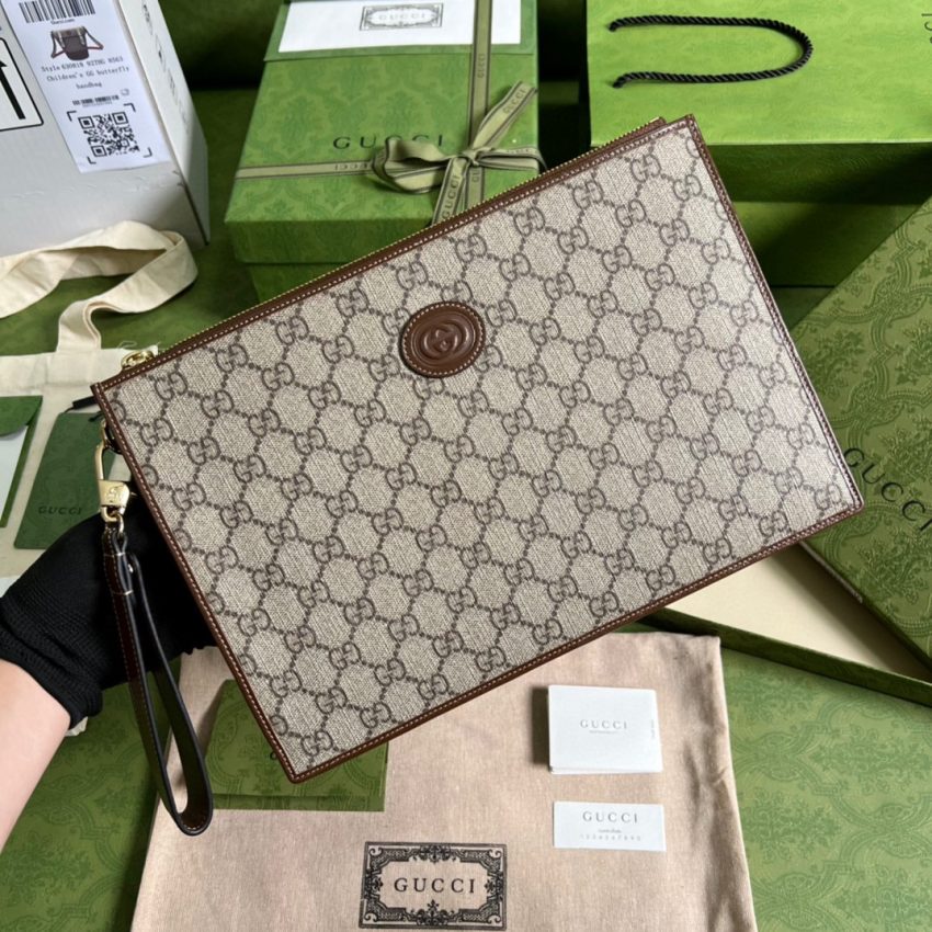 Replica Gucci Ophidia Clutch Brown - 1:1 designer replica handbag