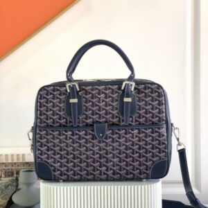 Replica Goyard Ambassade Briefcase Dark Blue - authentic-look luxury purse replica