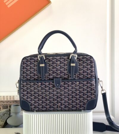 Replica Goyard Ambassade Briefcase Dark Blue - authentic-look luxury purse replica