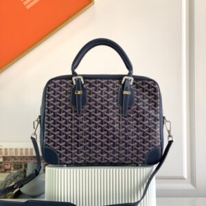 Replica Goyard Ambassade Briefcase Dark Blue - 1:1 designer replica handbag