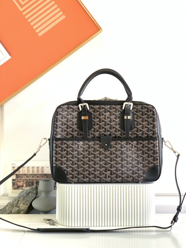 Replica Goyard Ambassade Briefcase Dark Brown - top-rated replica designer bag