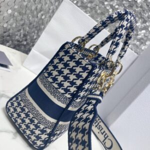 Replica Lady Dior Medium D-Lite Houndstooth Canvas - premium 1:1 fake handbag model