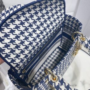 Replica Lady Dior Medium D-Lite Houndstooth Canvas - authentic-look luxury purse replica