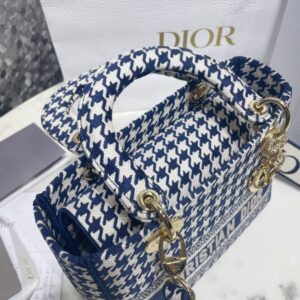 Replica Lady Dior Medium D-Lite Houndstooth Canvas - top-rated replica designer bag