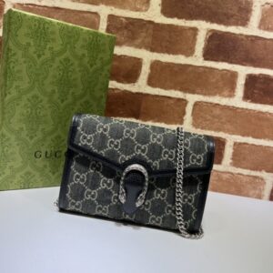 Replica Gucci Dionysus GG Chain Wallet Denim Black - near-authentic luxury replica handbag