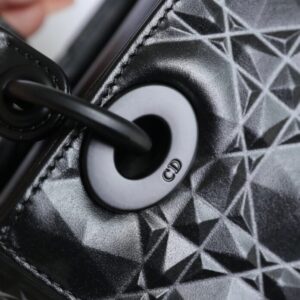 Replica Lady Dior Ultramatte Black Grid ABC - top-tier luxury replica shoulder bag