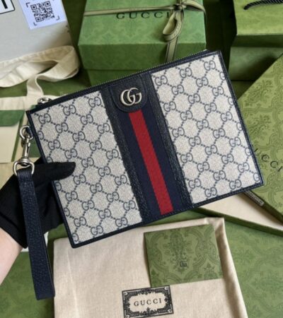 Replica Gucci Ophidia Web Clutch Blue - high-end fake designer purse