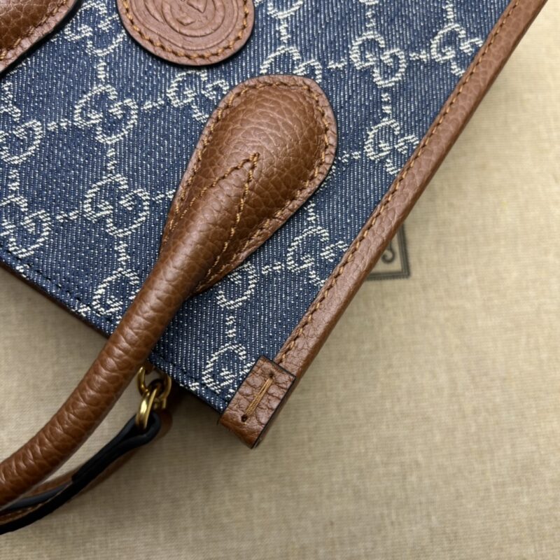 Replica Gucci Ophidia Mini Tote Bag Blue Denim - best quality luxury bag dupe