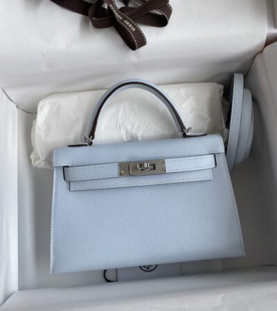 Replica Hermes Kelly Epsom Haze Blue - top-tier luxury replica shoulder bag