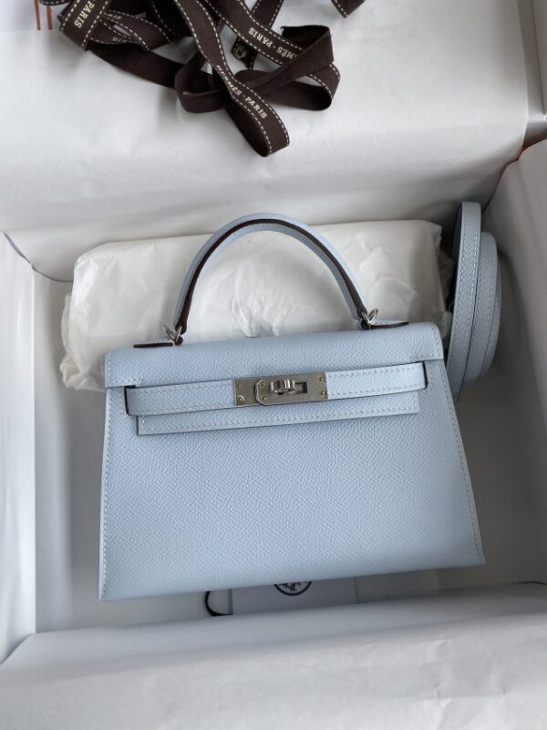 Replica Hermes Kelly Epsom Haze Blue - top-tier luxury replica shoulder bag