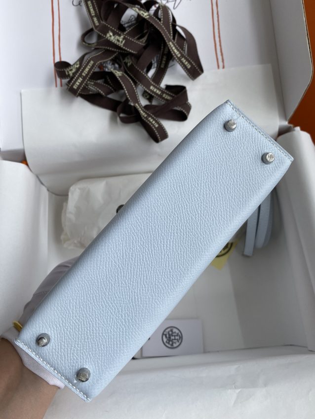 Replica Hermes Kelly Epsom Haze Blue - realistic designer-inspired fake bag