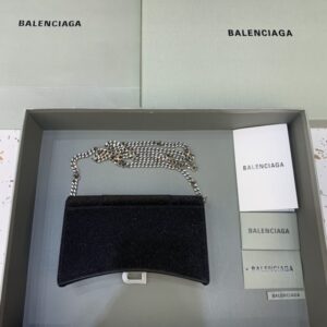 Replica Balenciaga Hourglass On Chain Shine Black - high-accuracy replica luxury purse