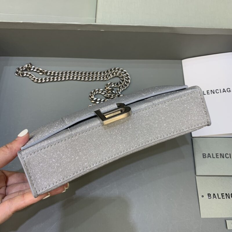 Replica Balenciaga Hourglass On Chain Shine Silver - high-quality designer bag clone