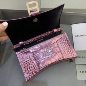 Replica Balenciaga Hourglass On Chain Shine Purple - ultra-realistic fake designer tote