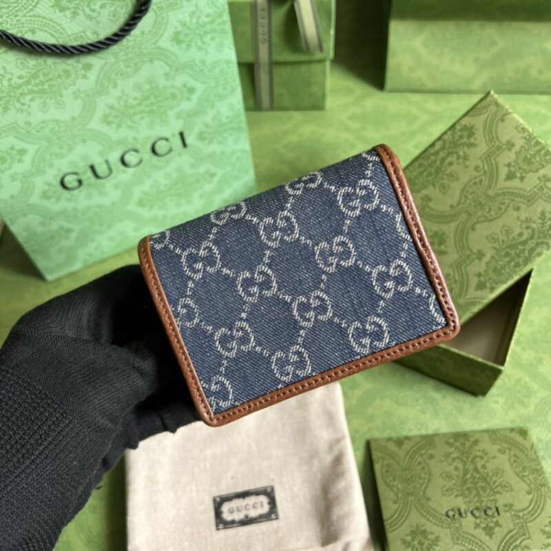 Replica Gucci Horsebit 1955 Wallet Denim Blue - realistic designer-inspired fake bag