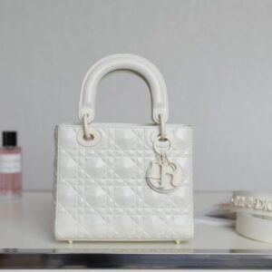 Replica Lady Dior Ultramatte White Grid ABC - realistic designer-inspired fake bag