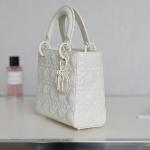 Replica Lady Dior Ultramatte White Grid ABC - premium 1:1 fake handbag model