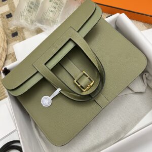 Replica Hermes Halzan Green - 1:1 designer replica handbag