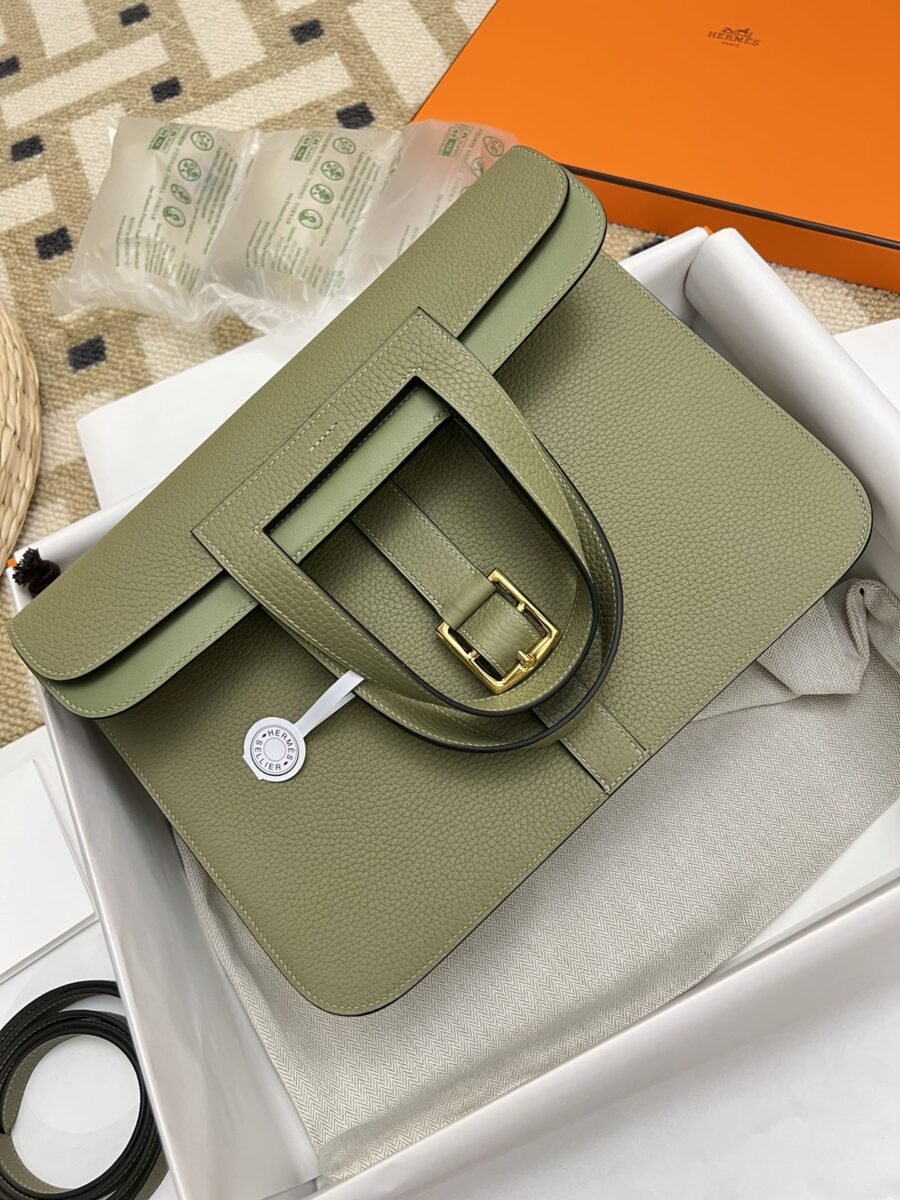 Replica Hermes Halzan Green - 1:1 designer replica handbag