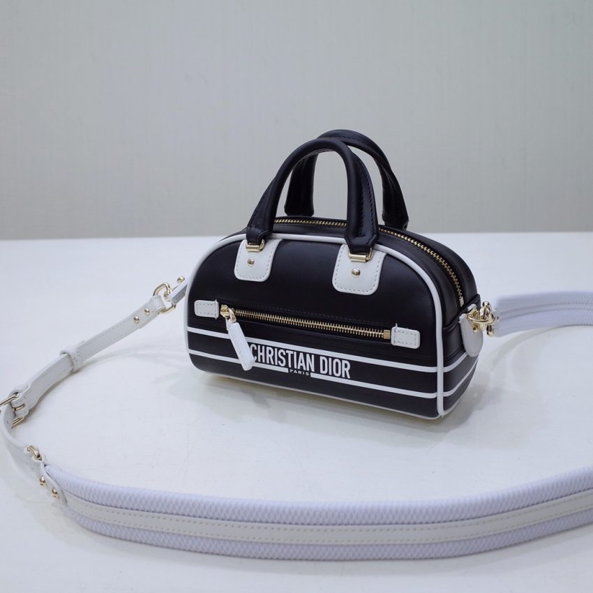 Replica Dior Vibe Zip Bowling Bag Black - near-authentic luxury replica handbag