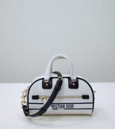Replica Dior Vibe Zip Bowling Bag White - premium 1:1 fake handbag model