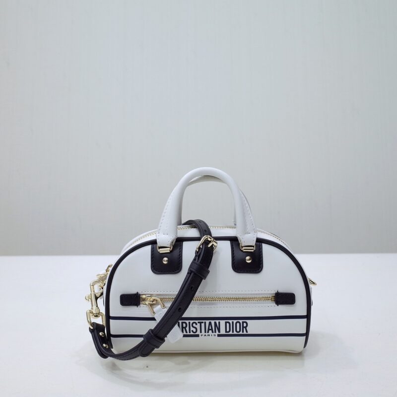 Replica Dior Vibe Zip Bowling Bag White - premium 1:1 fake handbag model