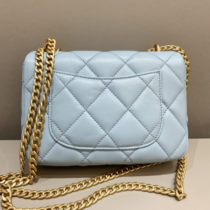 Replica CHANEL 22P Enamel Bag Light Blue - best quality luxury bag dupe