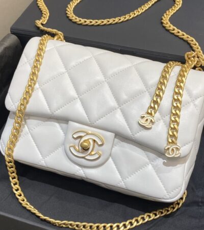Replica CHANEL 22P Enamel Bag White - top-rated replica designer bag
