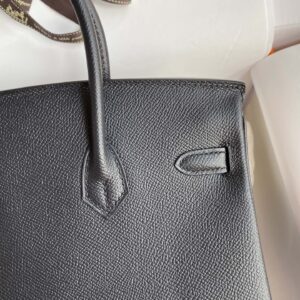 Replica Hermes Birkin Epsom Black Silver - top-tier luxury replica shoulder bag