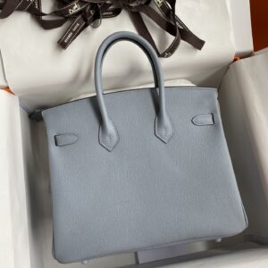 Replica Hermes Birkin Epsom Linen Blue Silver - realistic designer-inspired fake bag