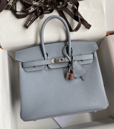 Replica Hermes Birkin Epsom Linen Blue Silver - ultra-realistic fake designer tote