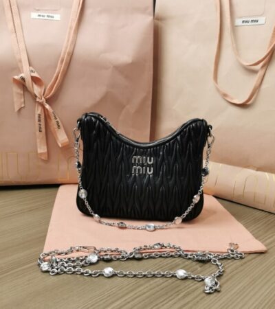 Replica Miu Miu Matelassé Crystal Black - premium-grade designer purse dupe