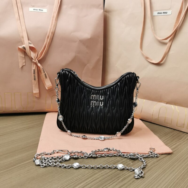 Replica Miu Miu Matelassé Crystal Black - premium-grade designer purse dupe