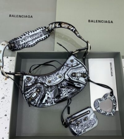 Replica Balenciaga Le Cagole Graffiti Black - ultra-realistic fake designer tote