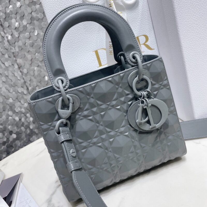 Replica Lady Dior Ultramatte Grey Grid ABC - 1:1 designer replica handbag