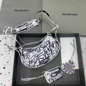 Replica Balenciaga Le Cagole Graffiti White - high-end fake designer purse