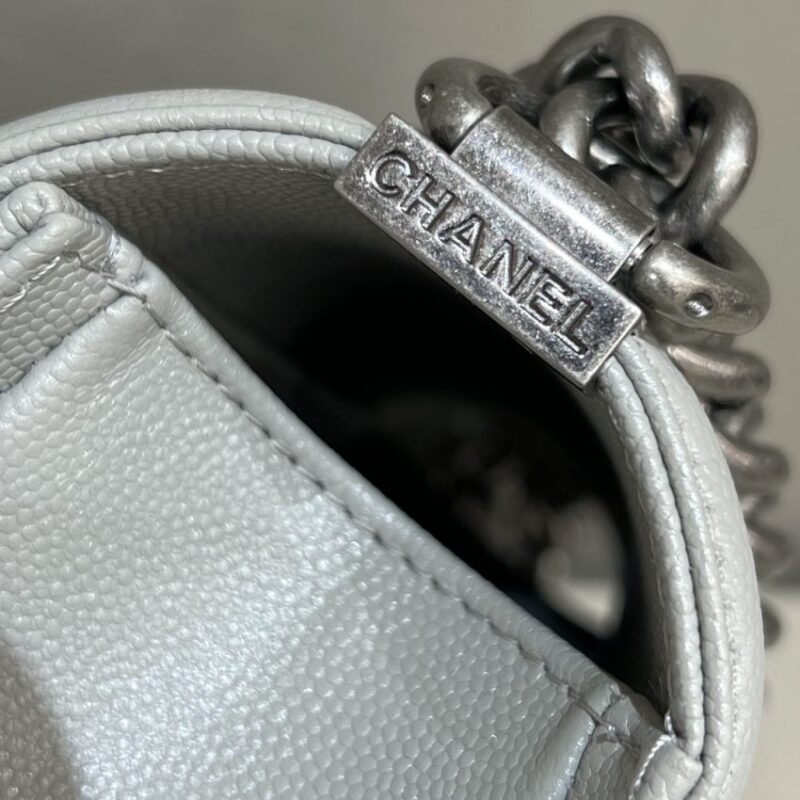 Replica CHANEL Le Boy Grey Silver - authentic-look luxury purse replica