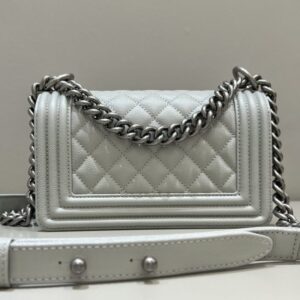 Replica CHANEL Le Boy Grey Silver - near-authentic luxury replica handbag