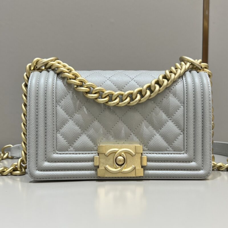 Replica CHANEL Le Boy Grey Gold - top-rated replica designer bag