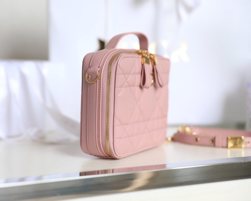 Replica Dior Caro Box Bag Pink - high-end fake designer purse