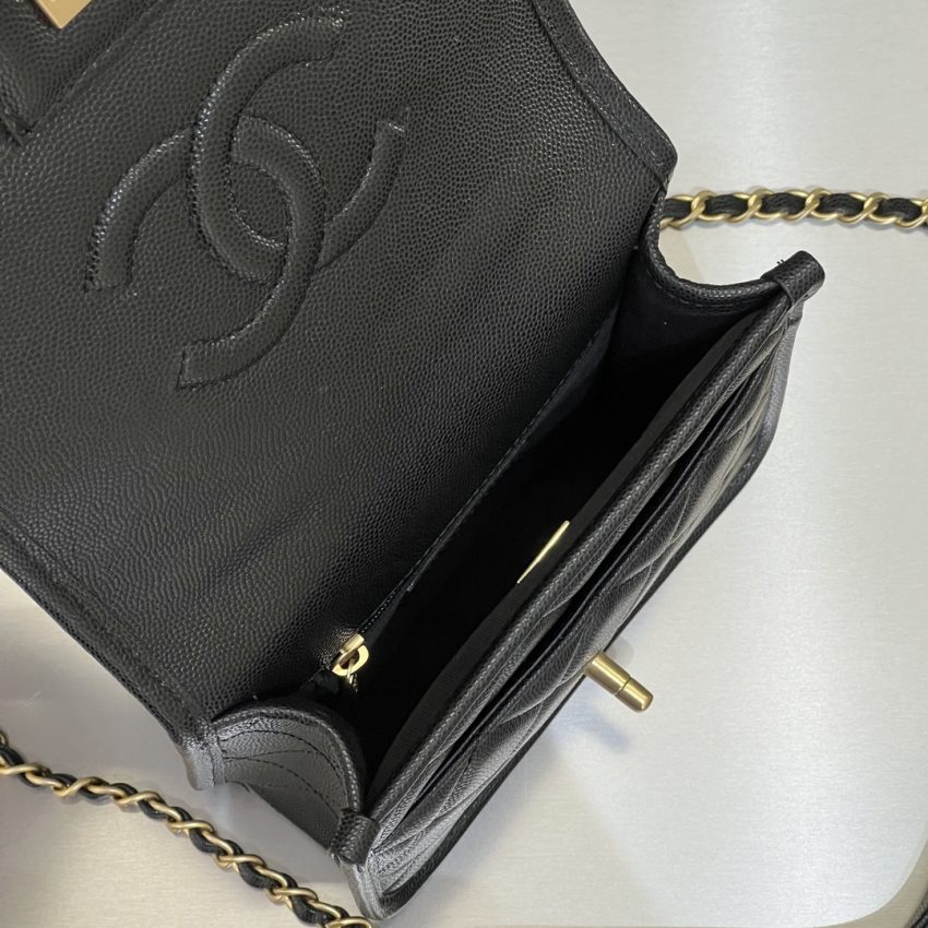Replica CHANEL Tofu M Bag Black - top-tier luxury replica shoulder bag