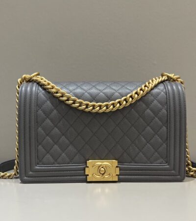 Replica CHANEL Le Boy Large Grey - elite superclone designer purse
