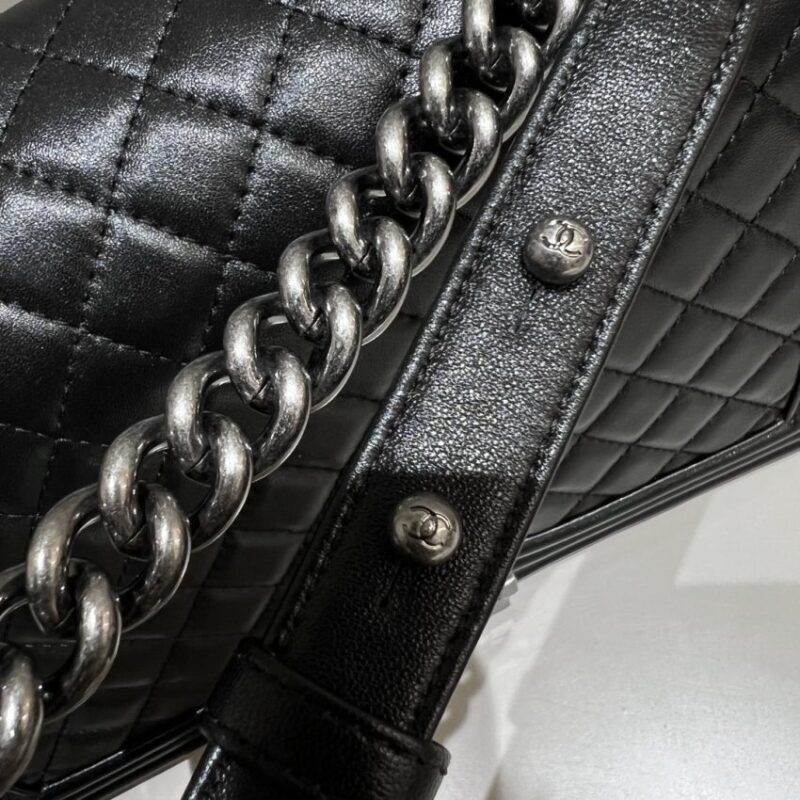 Replica CHANEL Le Boy Large Black Silver - premium-grade designer purse dupe